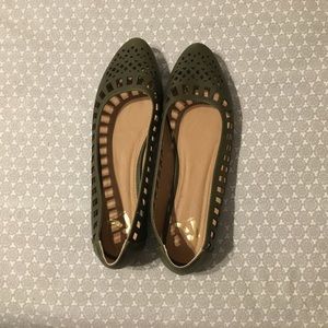 Olive green ballet flats